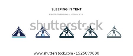 sleeping in tent icon in different style vector illustration. two colored and black sleeping in tent vector icons designed filled, outline, line and stroke style can be used for web, mobile, ui