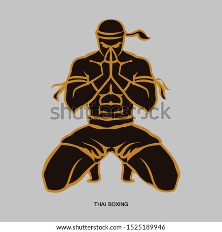 Illustration of Thai boxing (concentrate before fighting for victory)