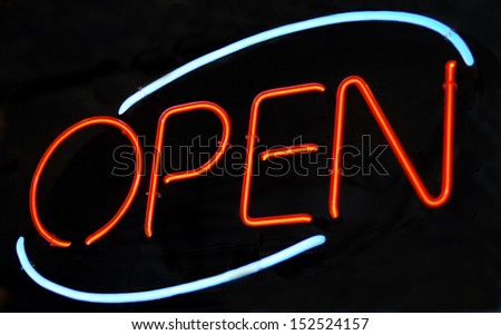 Neon 'Open' sign