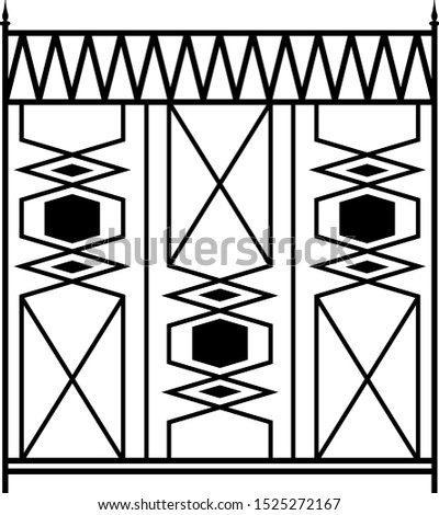 Wrought Iron Gate, Ornamental Design Vector Art Illustration