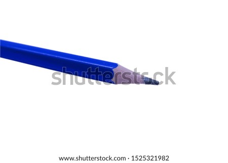 Blue pencil on white background isolate