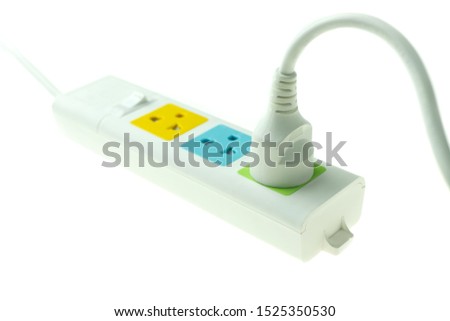 plug in outlet 220v AC cable at white background 