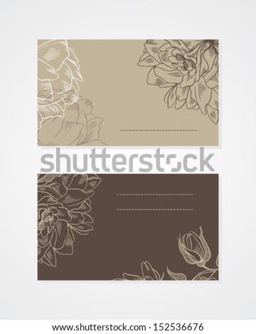 business cards with flowers - template 