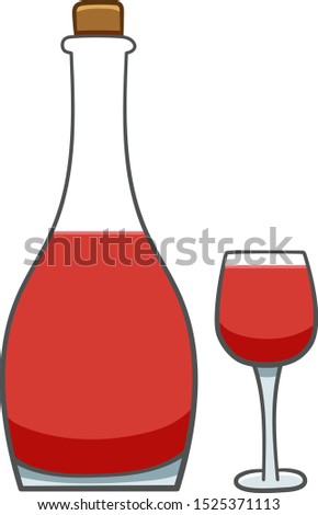 Bottle and glass of red wine isolated