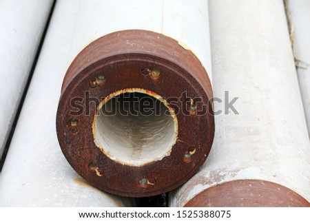 Closeup photos of cement prefabricated pipes