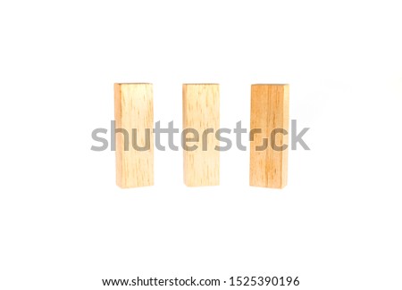 Three wood sticks rectangle isolation on White Background. 