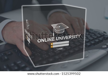 Online university concept illustrated by a picture on background