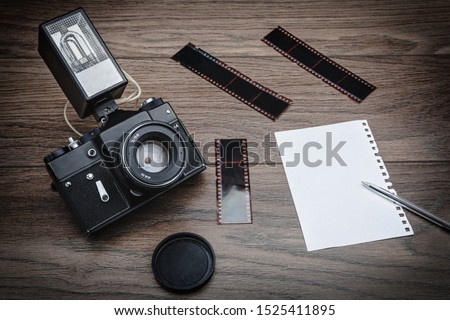 Vintage camera with film and
