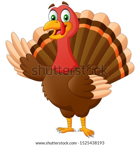 Happy Cartoon Turkey Bird Mascot Character. Vector Illustration