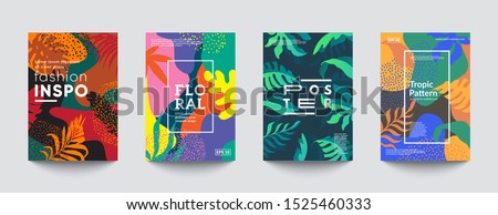 Tropic minimal cover templates. Invitation cards. Eps10 vector.  Royalty-Free Stock Photo #1525460333