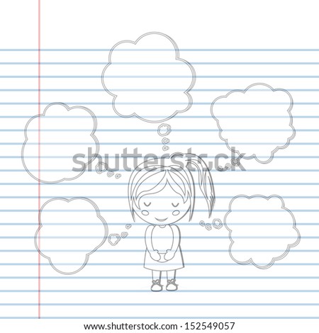 Pattern book Dream girl school cartoon vector
