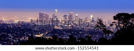 Los Angeles skyline- view from the hills of LA