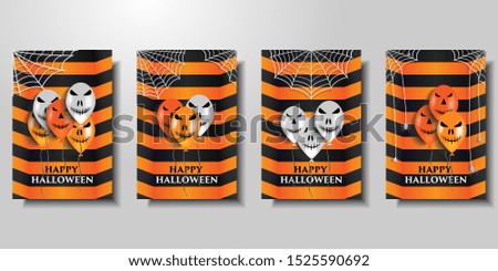 Set of template for your Website Headers or Banner designs  with cobweb, spider, balloons etc. Happy Halloween. Scary Design. Vector illustration.