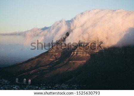 Table mountain at sunset city