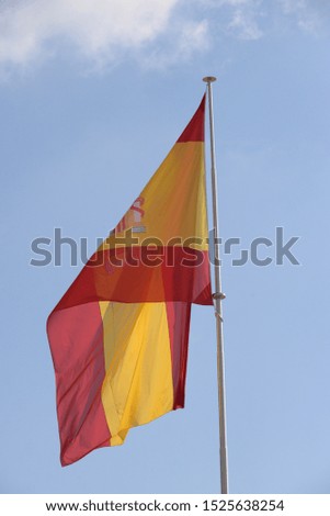 the spanish flag in the wind in the province Alicante, Costa Blanca, Spain
