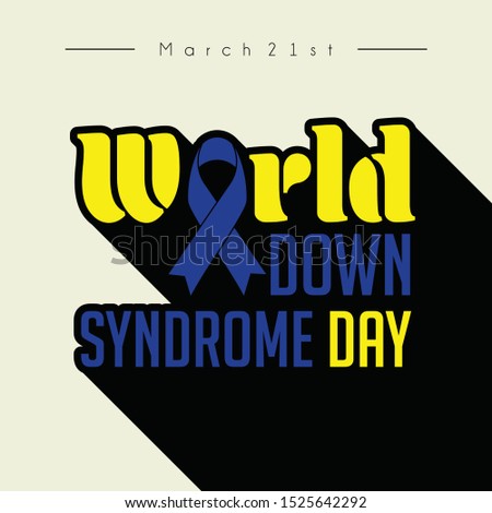 Typography for World Down Syndrome Day with the ribbon that forms "O" alphabet