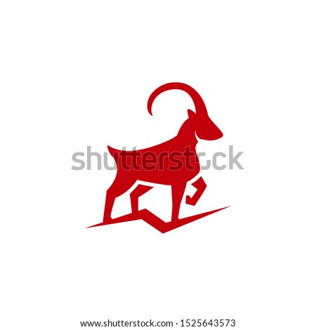 Powerful mountain goat icon in flat style, horned animal vector Illustration on a white background Royalty-Free Stock Photo #1525643573