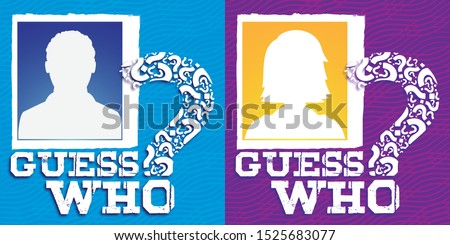 Guess who man and woman avatar banner Royalty-Free Stock Photo #1525683077