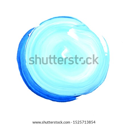 Futuristic abstraction on a white background. Acrylic pattern in the form of a circle in blue. 