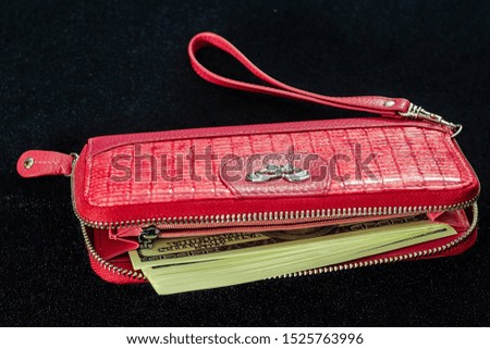 
Genuine leather wallet with money