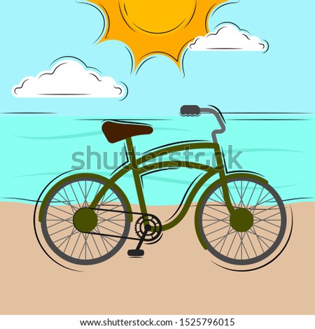 Bicycle over a sea landscape - Vector illustration