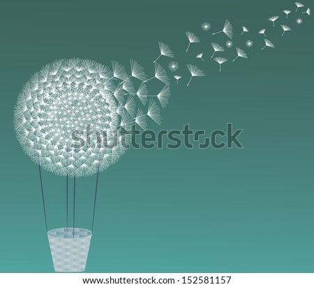Vector illustration of balloon in form of dandelion, can be used as card or banner