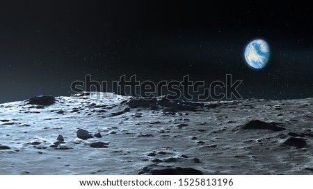 Lunar surface and Planet Earth Royalty-Free Stock Photo #1525813196