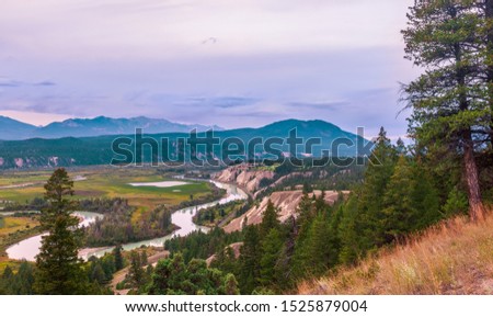 View of Columbia river. Radium Hot Springs. British Columbia. Canada Royalty-Free Stock Photo #1525879004