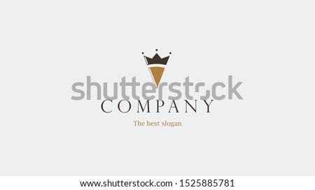Cake slice logo design vector template. Sweet-shop. Logotype cake crown icon.