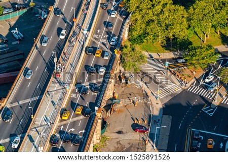 Aerial view of the Manhattan Bridge in New York City