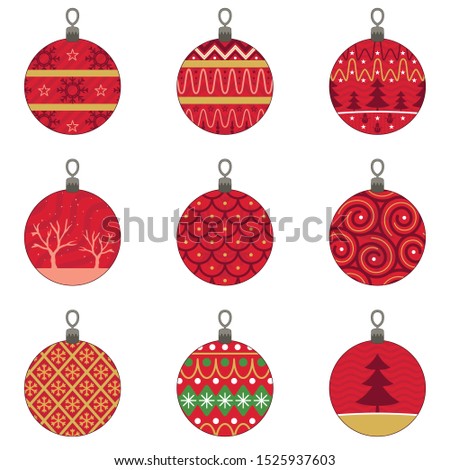A vector illustration of Different Designs of Christmas Baubles Ornaments