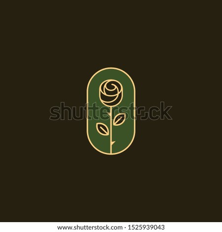 Creative flat symbol of rose with line art style