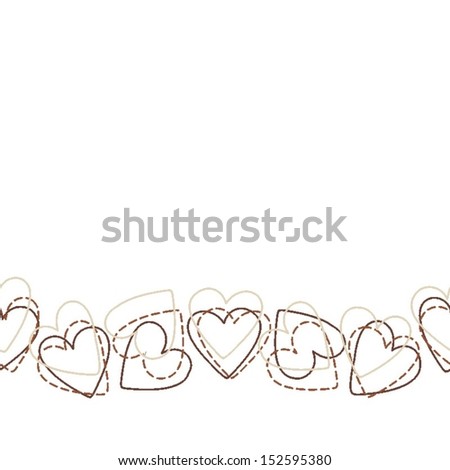 colorful heart shaped messy elements romantic holiday seamless horizontal border on white background 
