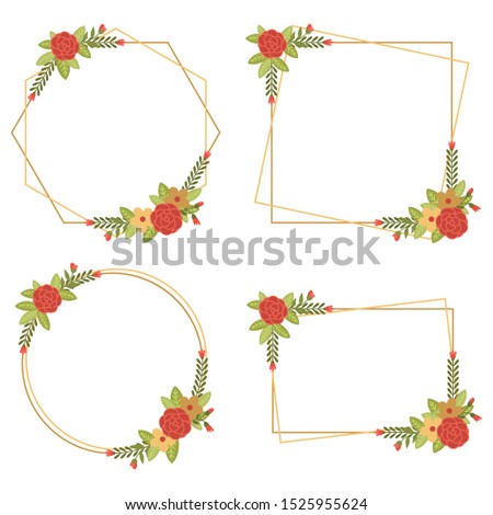 Vintage Wedding Geometric floral frames Collections.
flowers isolated on white background for Wedding, anniversary, birthday and party.
Design for banner, poster, card, invitation and scrapbook.