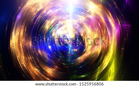 Abstract multicolored geometric illustration with circles. Blurred background of the movement of lines.