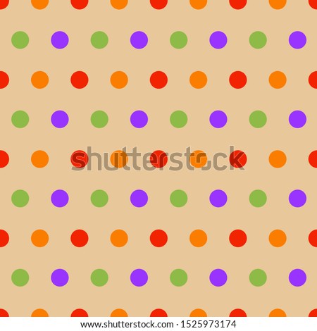 
Seamless pattern: multi-colored polka dots on a beige background. Vector. Illustration