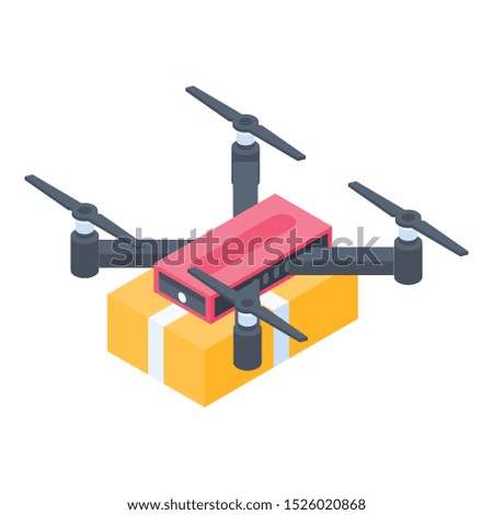 Drone delivery parcel icon. Isometric of drone delivery parcel vector icon for web design isolated on white background