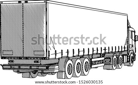sketch of a truck with hatching on a white background vector