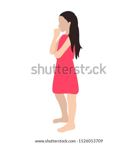 vector, isolated, child in a flat style, girl stands looking