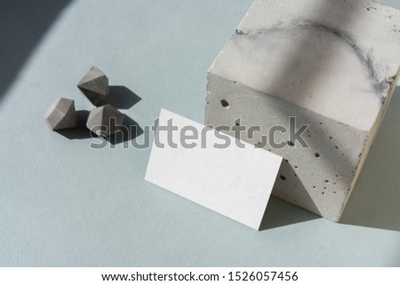 Business Card mockup with concrete on pastel background