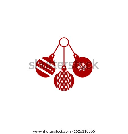 simple playful three christmas tree ornament red  icon vector