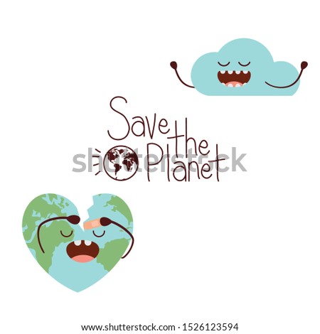 save the planet label icon vector illustration design