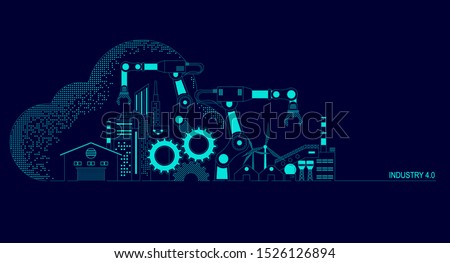 concept of industry 4.0 technology, automation system with cloud computing Royalty-Free Stock Photo #1526126894