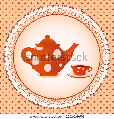 Vintage background with teapot with cups.