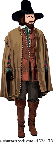 Portrait of Guy Fawkes Standing Vector Royalty-Free Stock Photo #1526173592