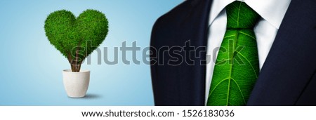Ecology concept, business man with green leaf tie - Heart Shape Tree