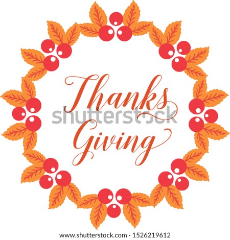 Concept of card thanksgiving, with elegant autumn leaves frame. Vector