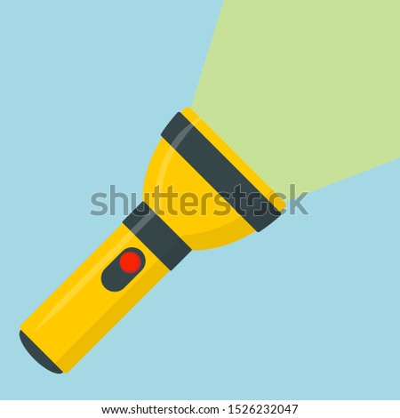 Flashlight icon flat design yellow portable torch vector icon illustration