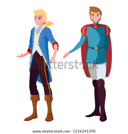 princes charming of tales characters vector illustration design