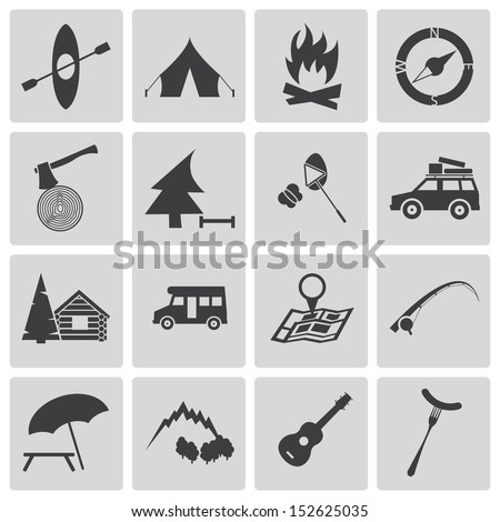 Vector black camping icons set